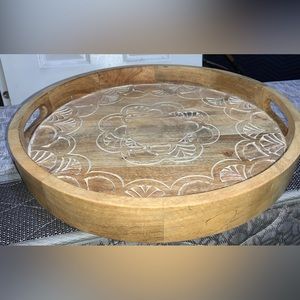 Round Rustic wooden tray
